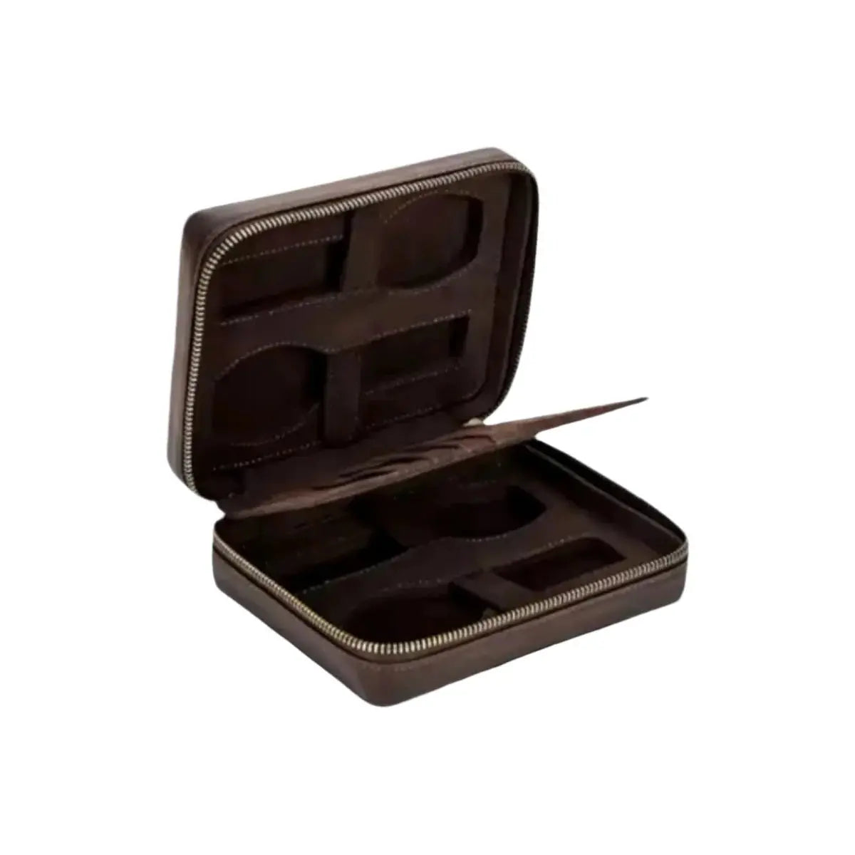 Compact leather travel case for wristwatches